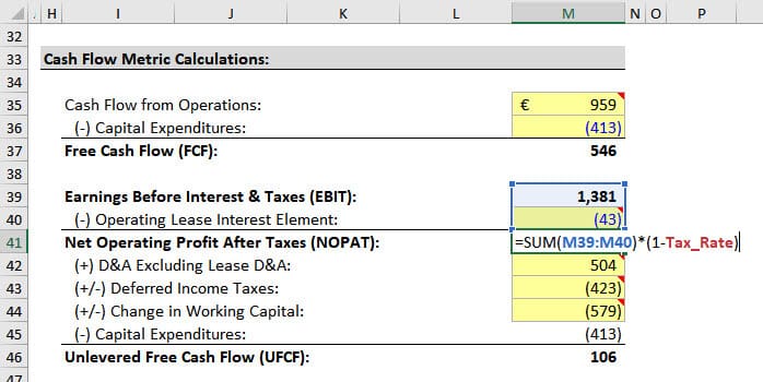 change in working capital formula dcf