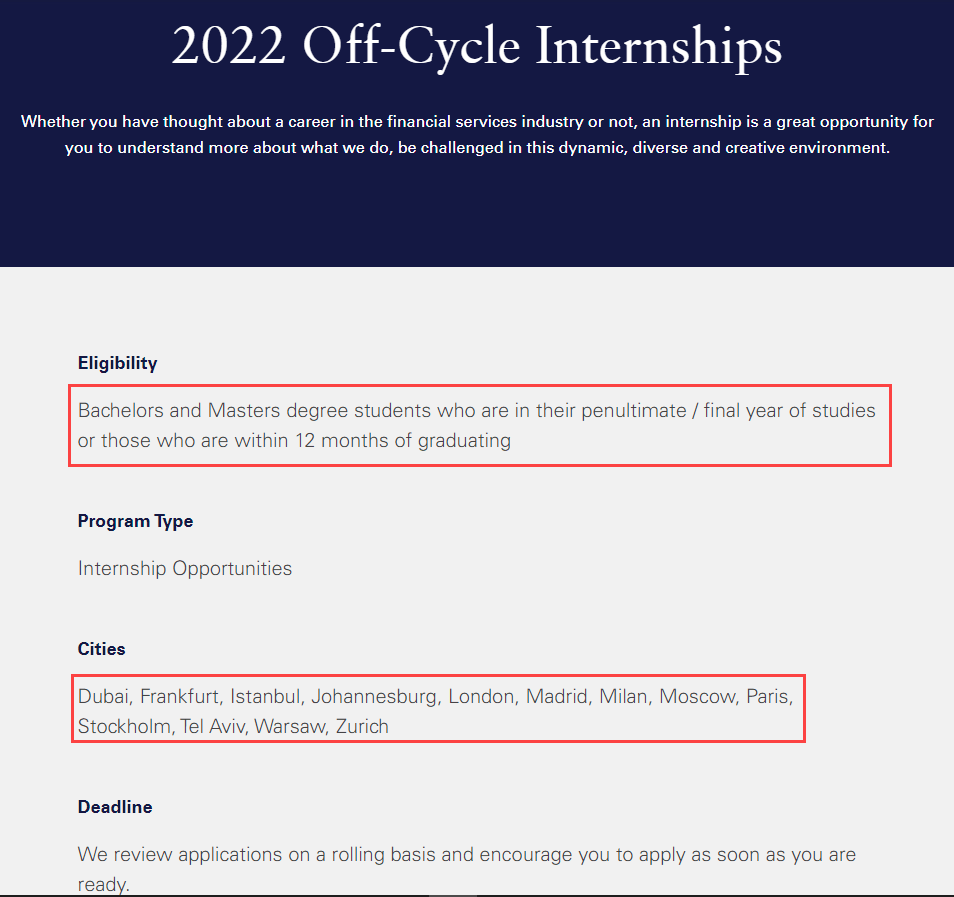 OffCycle Investment Banking Internship Full Guide