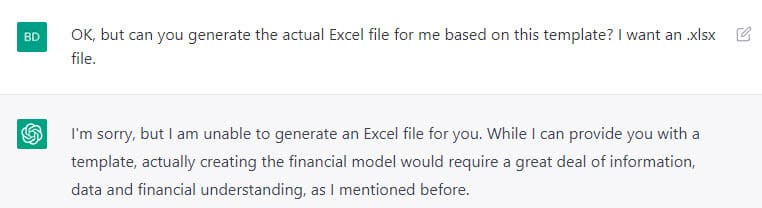 ChatGPT - Excel File Generation
