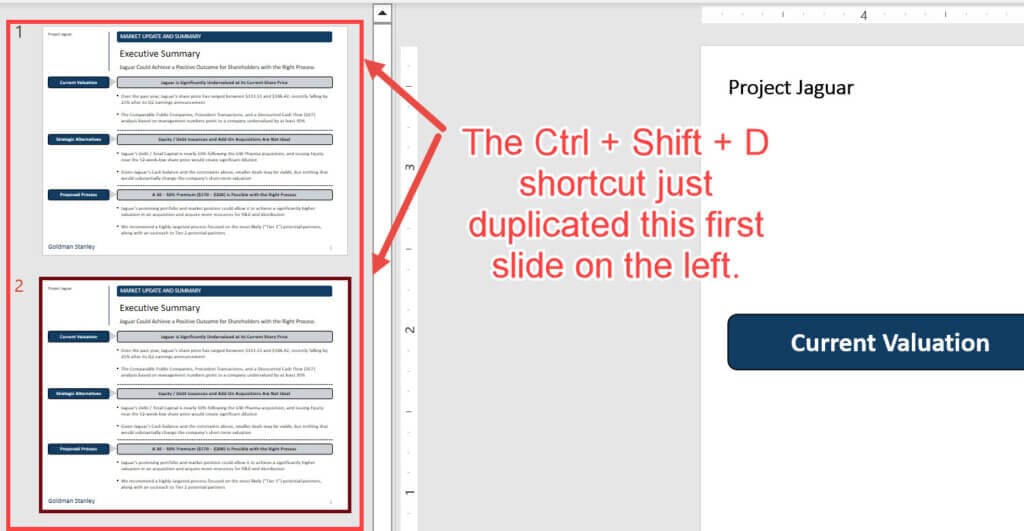 PowerPoint Slide Duplication with Ctrl + Shift + D